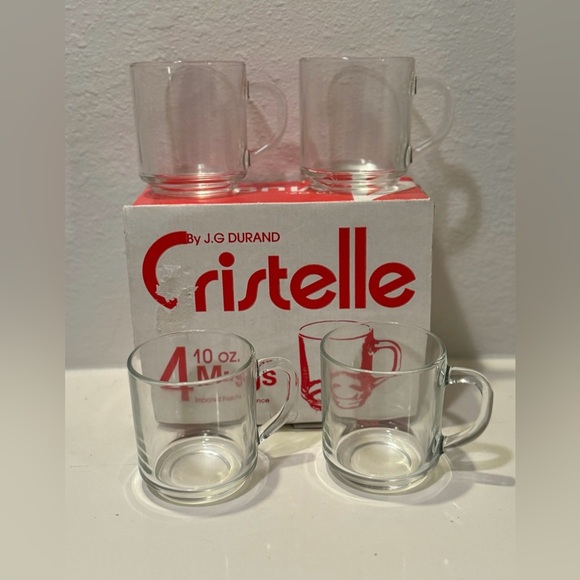Vintage JG Durand French Cristelle Coffee/Tea Cup (Set of 4) Break Resistant - Picture 1 of 10